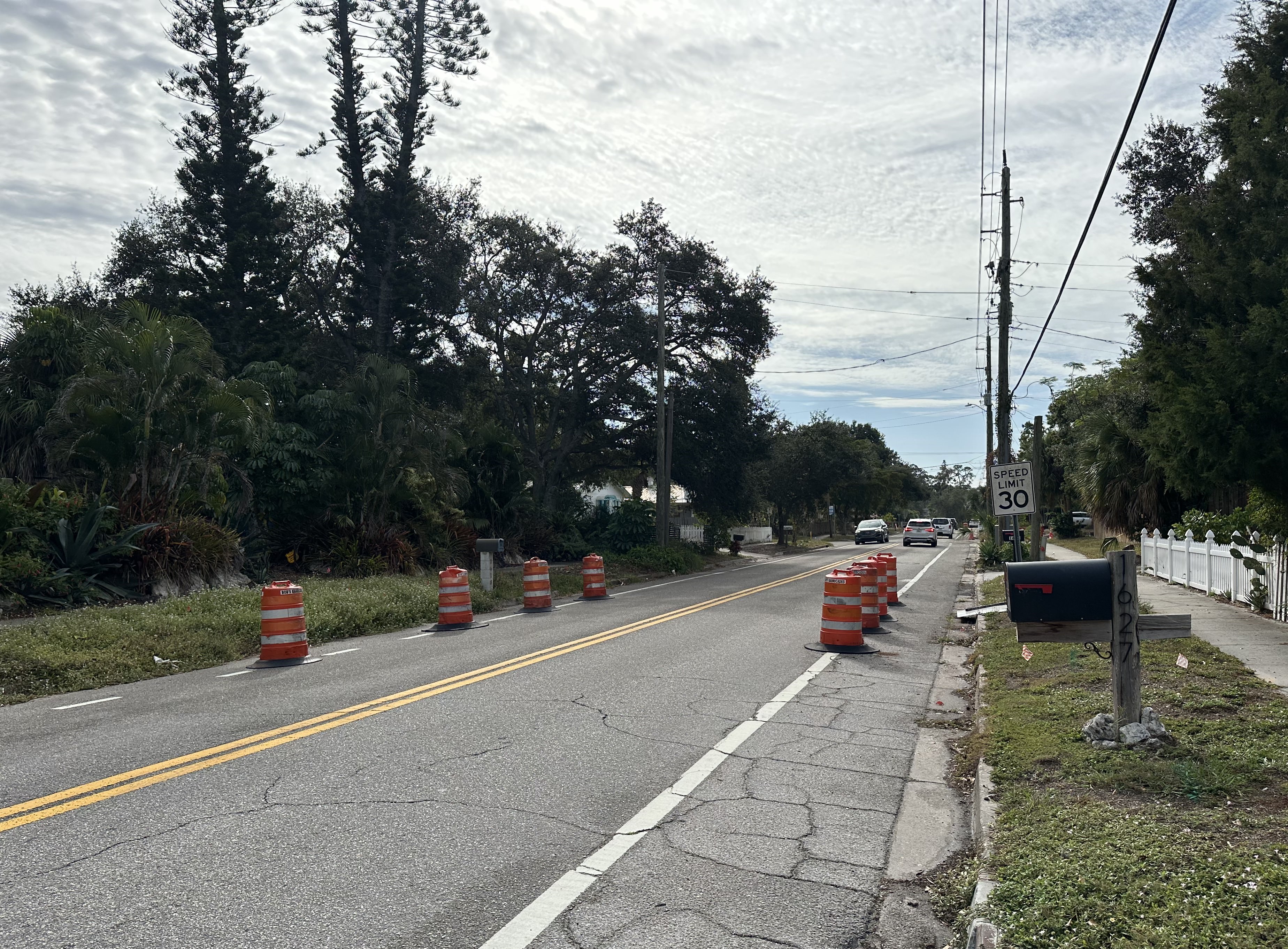 Cocoanut Avenue construction barrels