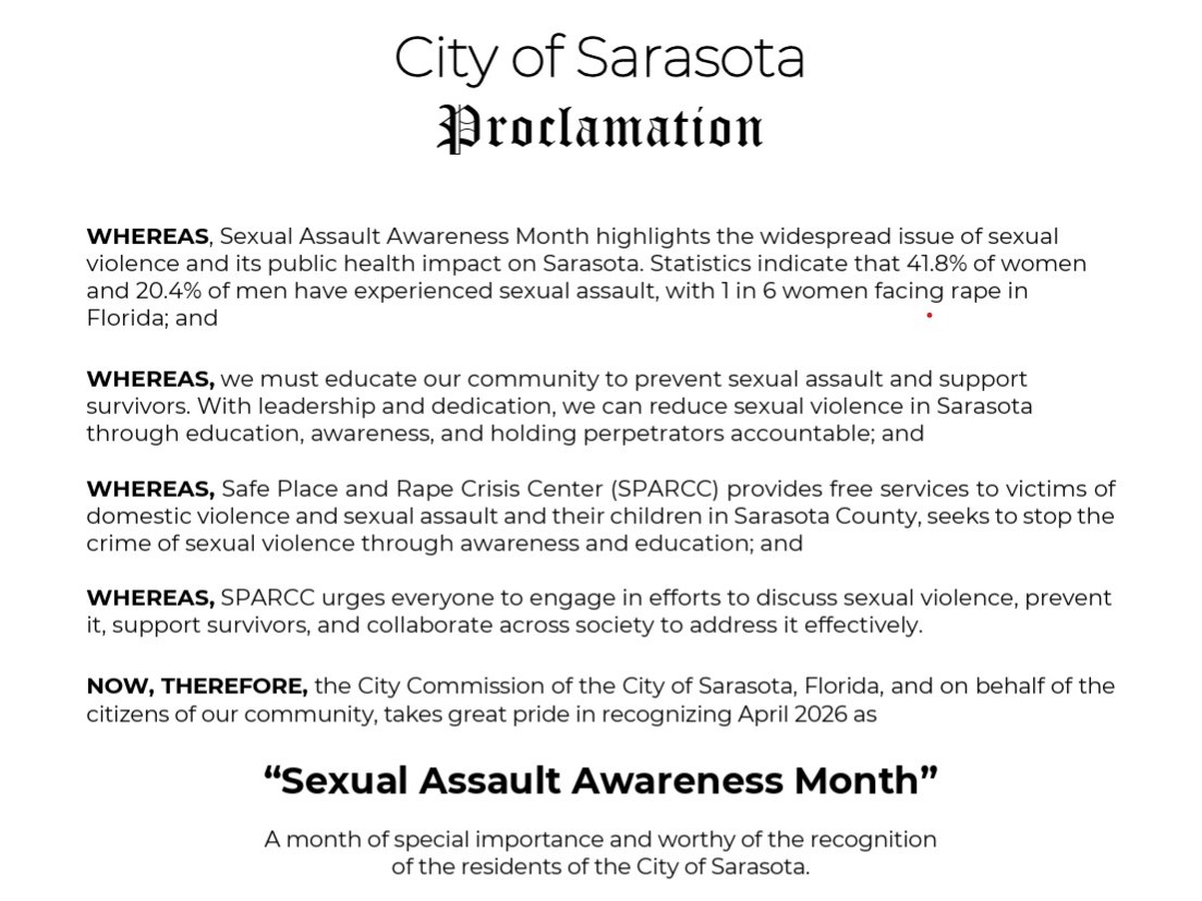 screenshot of the official Sexual Assault Awareness Month proclamation