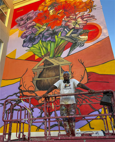 Artist N. Carlos Jefferson in front of his 