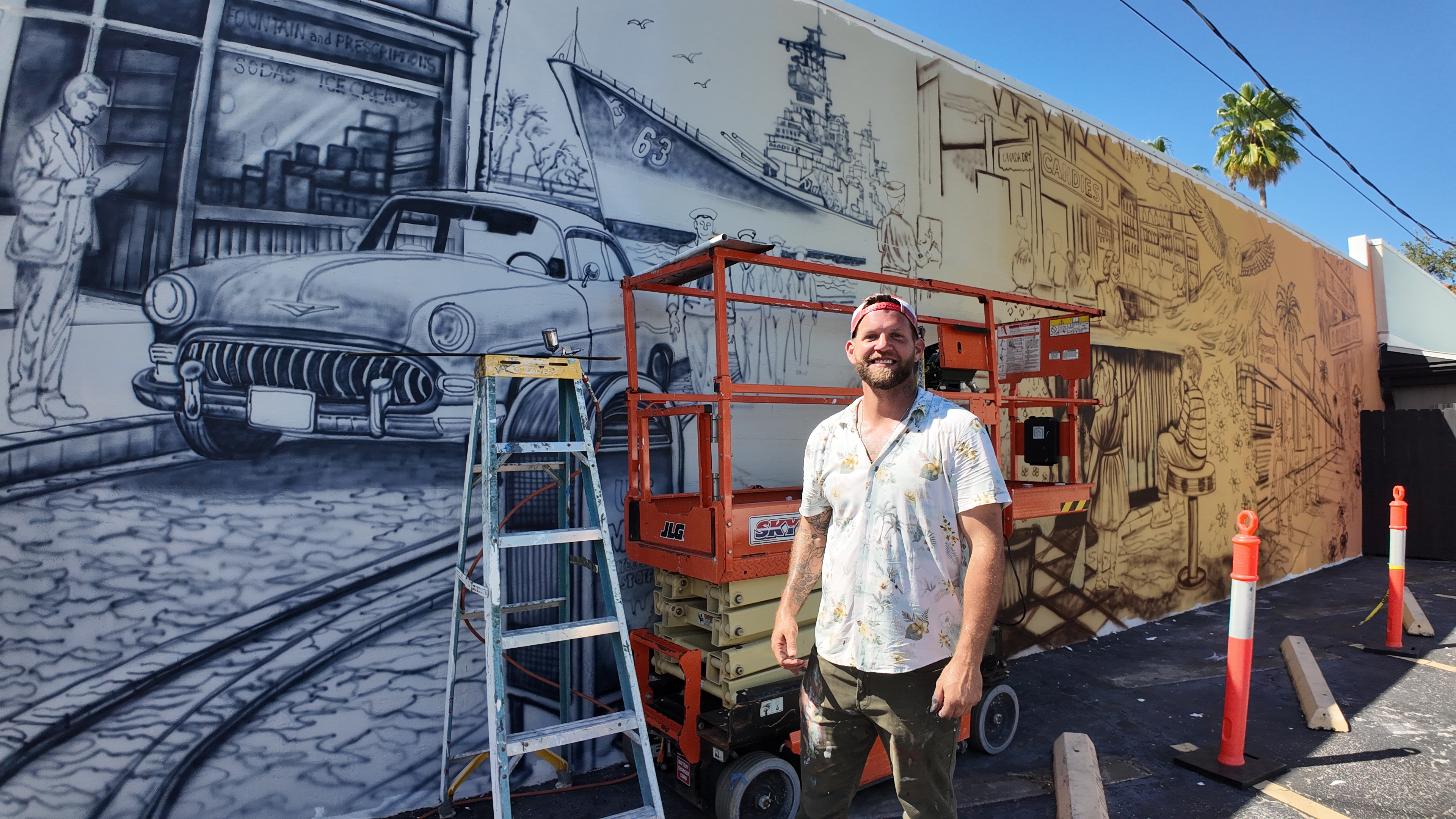 Andrew Viera mural in progress