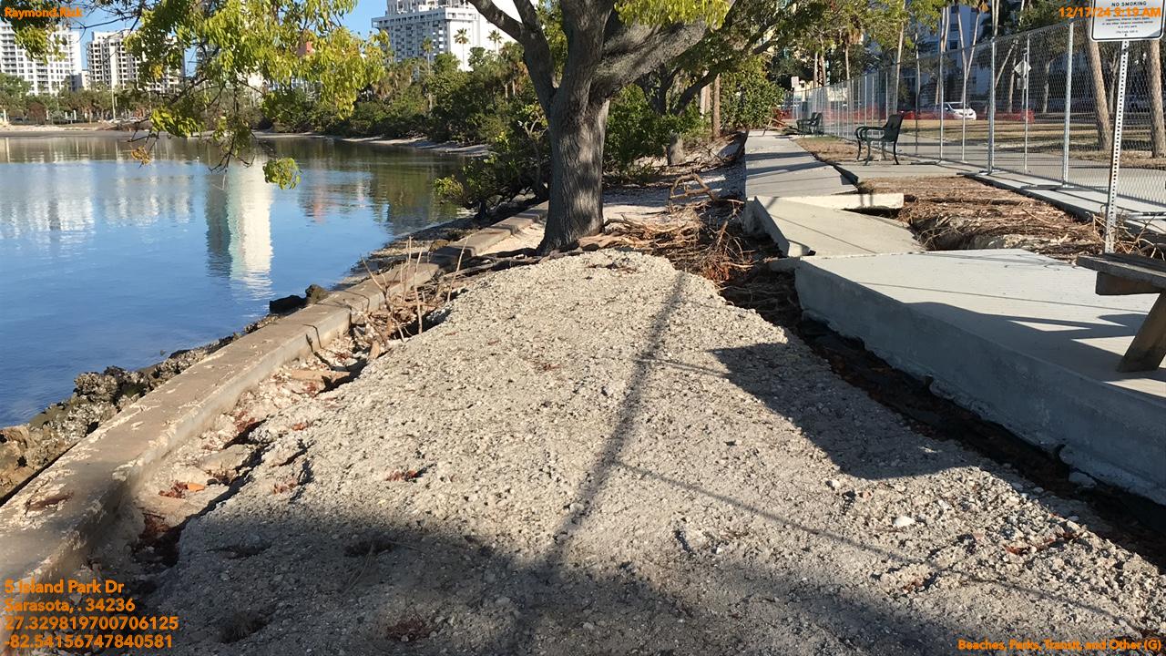 Damage to Parkway, Sidewalk, Rip/Rap & Seawall