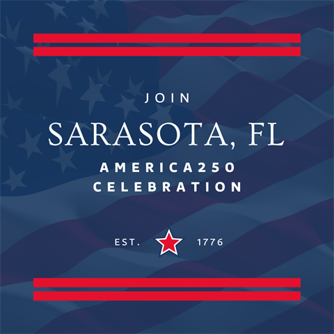 Alternate logo for Sarasota celebrating America's 250th birthday.